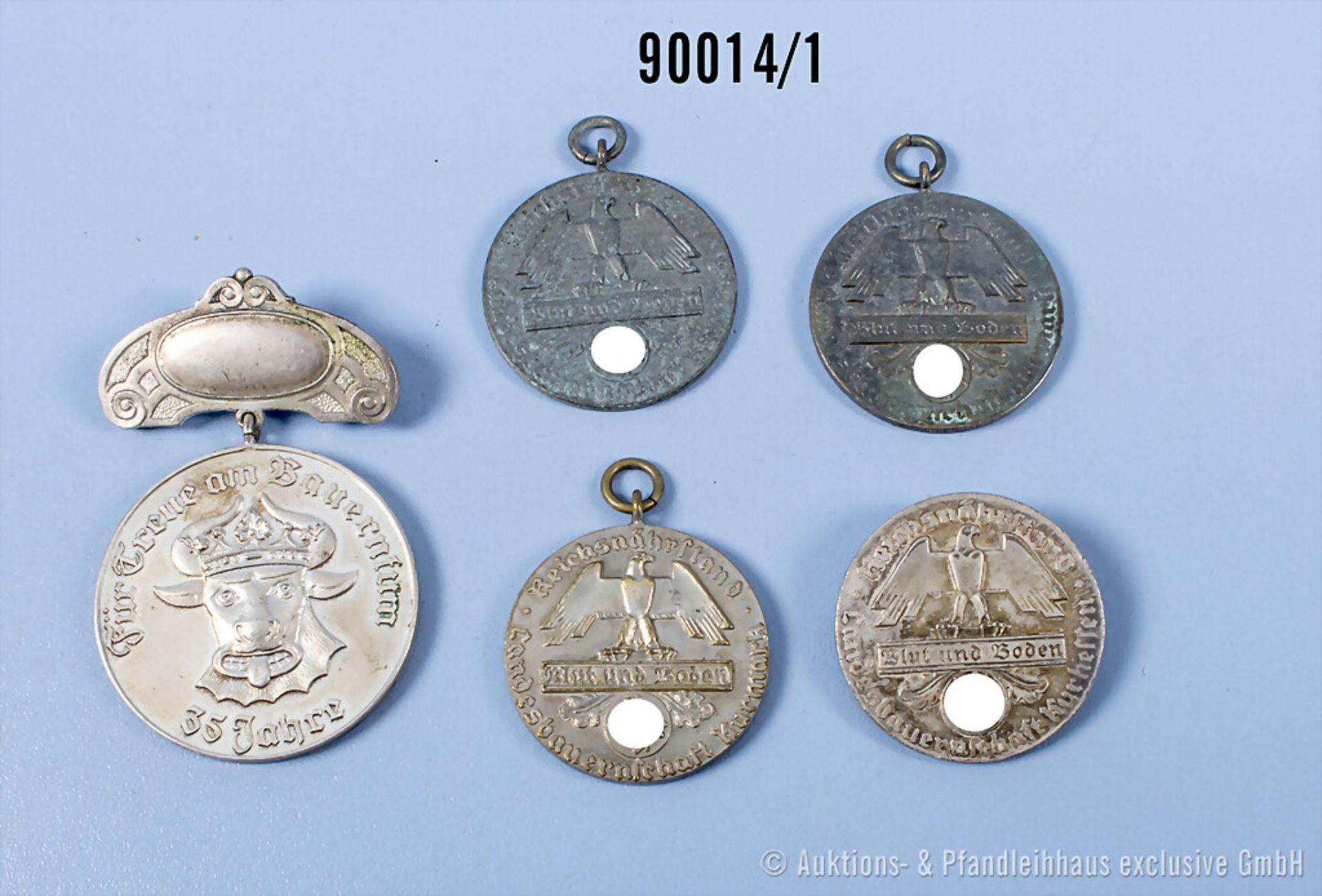 Konv. Reichsnährstand, 5 Medaillen, 3 x Landesbauernschaft Kurmark und 1 x Kurhessen ...