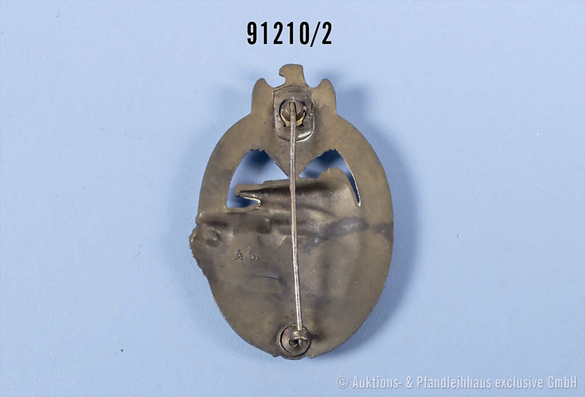 Panzerkampfabzeichen in Bronze, Zinkausf., Hersteller "A.S.", guter Zustand mit ... - Bild 2 aus 2