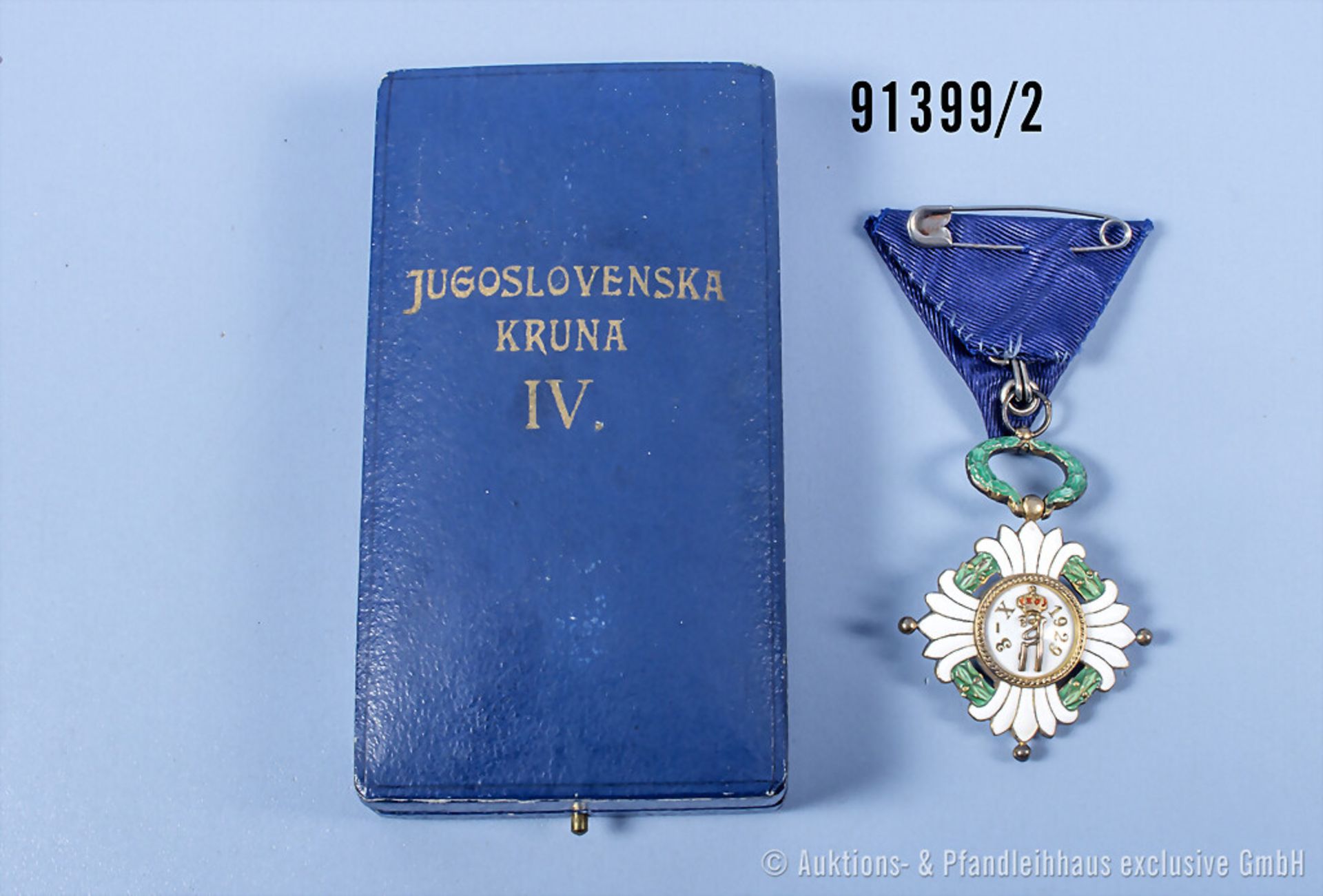 Orden der Jugoslawischen Krone, 4. Klasse, Emailleschäden, im dazugehörigen Etui, guter ... - Bild 2 aus 2