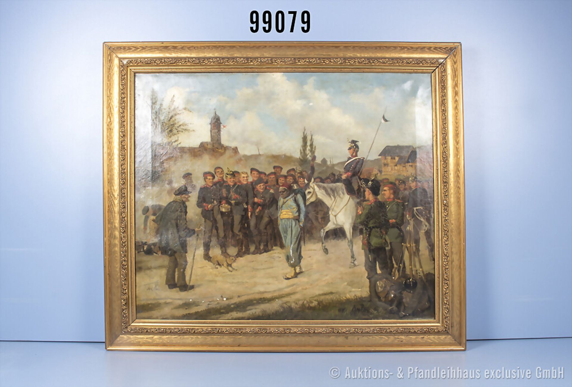 Ölgemälde, Gefangenenszene aus dem Deutsch-Französichen Krieg (1870/71), Öl auf ...