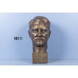 Hitlerkopf, Messingausf., mitgegossener Messingsockel, H ca. 30,5 cm, guter Zustand mit ...