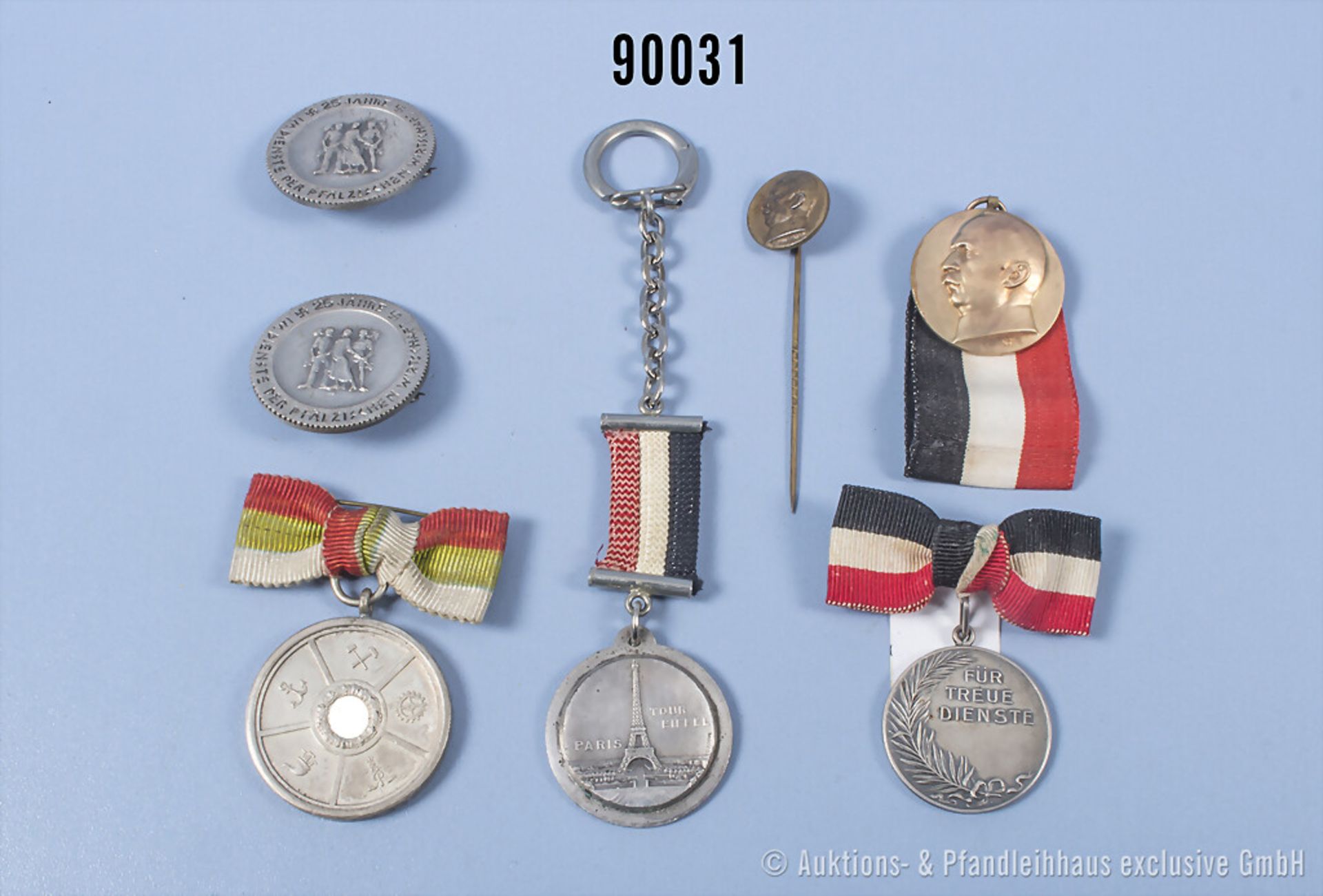 Konv. 6 Abzeichen/Medaillen 3. Reich, 2 x "25 Jahre im Dienste der Pfälzischen ...