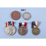 Konv. 5 verschiedene Medaillen mit Hitlermotiven, gemischter Zustand, siehe Anmerkung ...