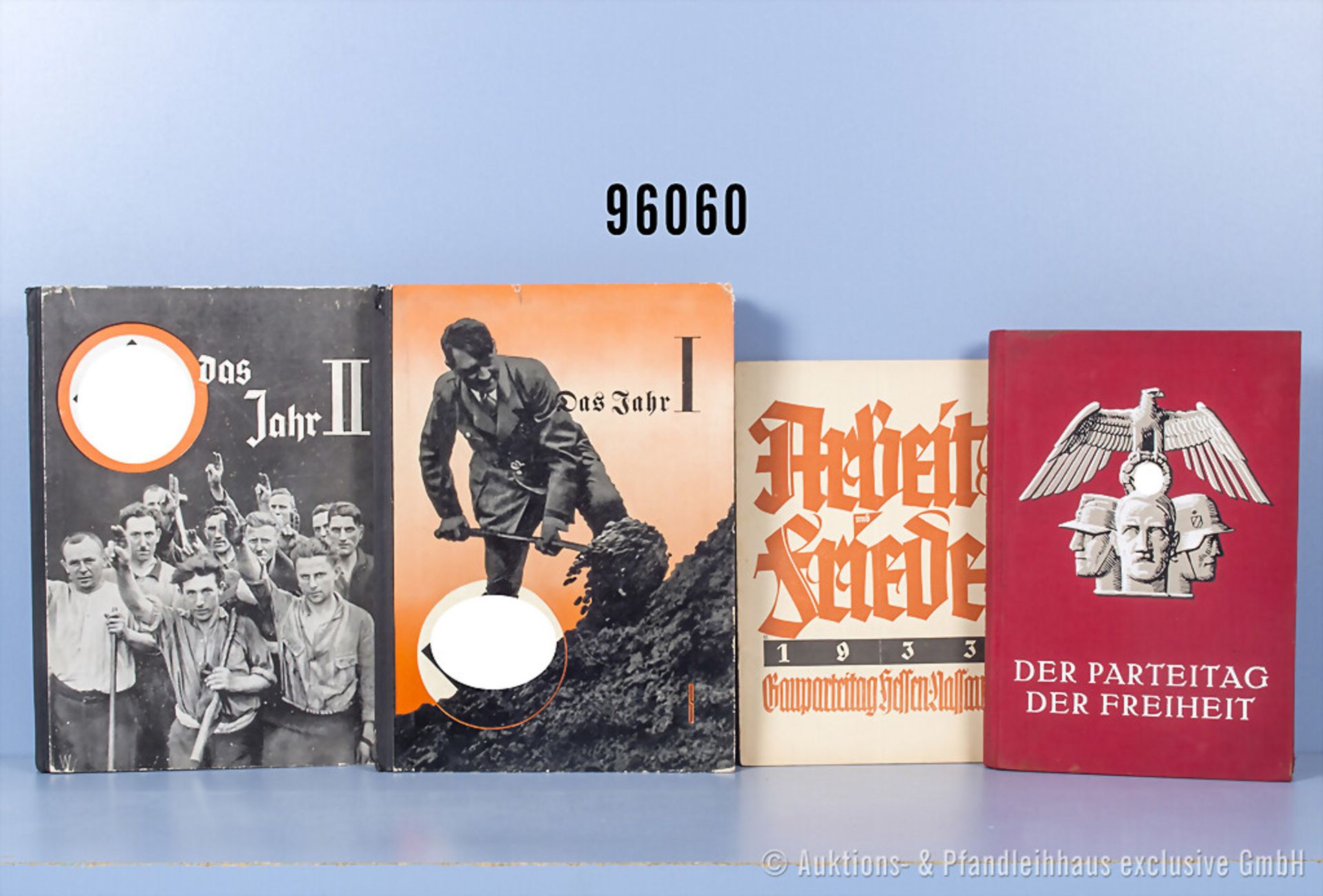 Konv. 3 Bücher und 1 Broschüre VK, "Der Parteitag der Freiheit" 1935, "Das Jahr I" 1934 ...