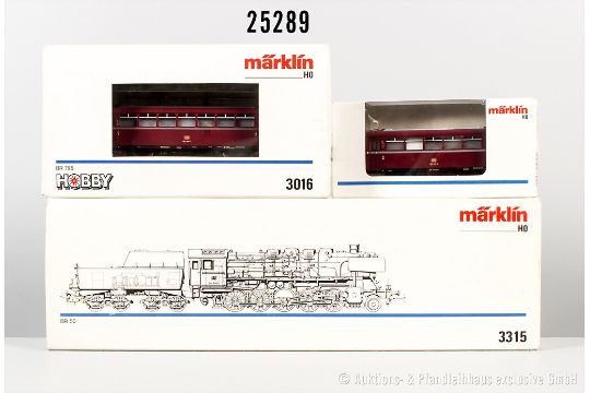 Märklin H0 3016 Schienenbus der DB, BN 795 299-7, 4018 Schienenbusbeiwagen und 3315 ...