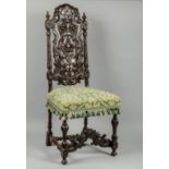 Sept chaises hautes de style Charles II comprenant une paire d'accoudoirs et un ensemble de cinq