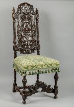 Sept chaises hautes de style Charles II comprenant une paire d'accoudoirs et un ensemble de cinq