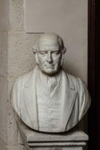 Grand buste victorien en marbre blanc représentant un gentleman Marbre 19 eme siècle Marqué ECPAP