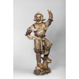 Importante paire de « Lokapalas » gardien de sépulture figurés vêtus d’une armure, coiffé d’un