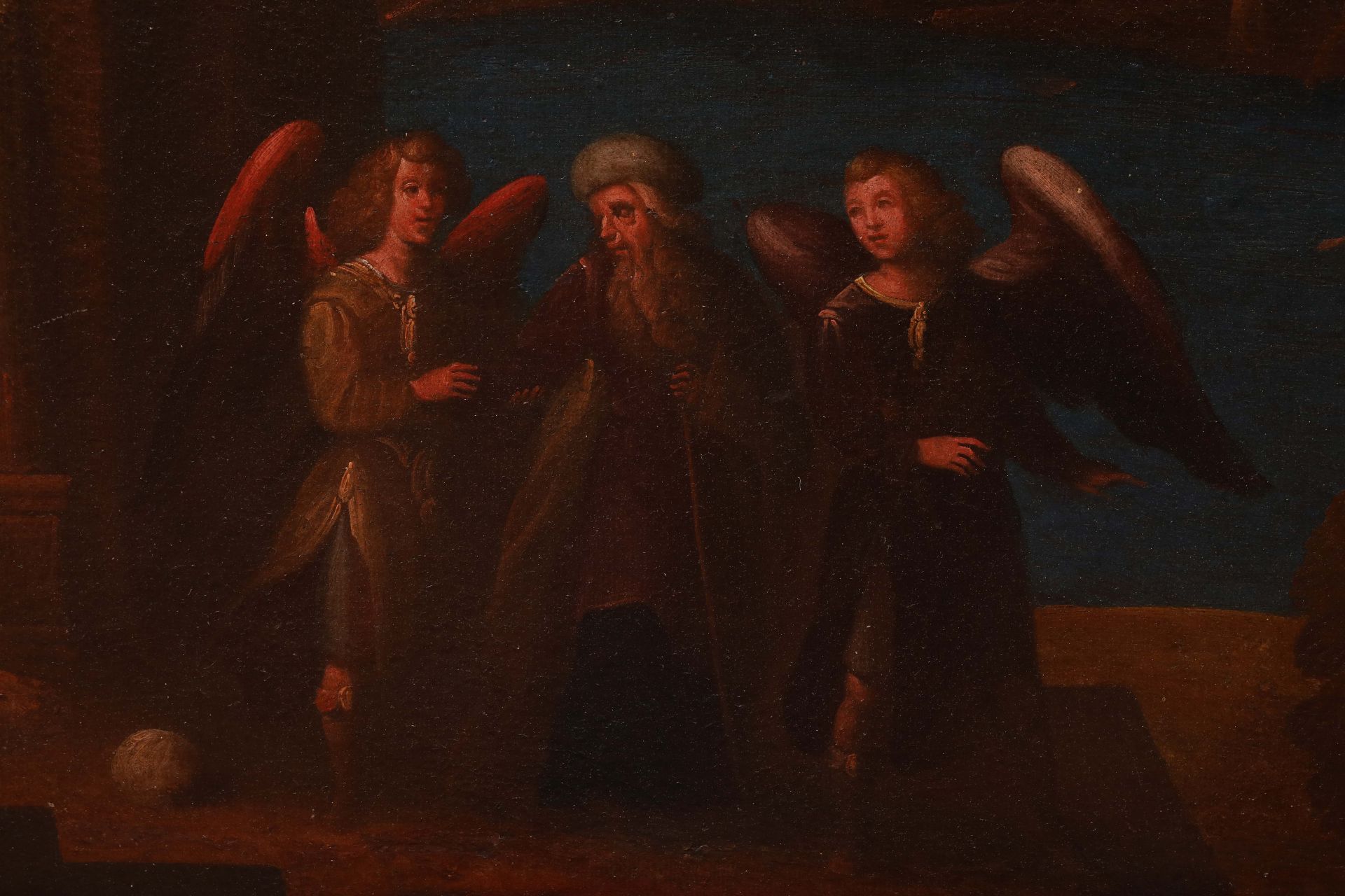 Une paire d'huile sur toile École espagnole, 17 eme siècle Lot et sa famille fuyant la destruction - Image 9 of 13