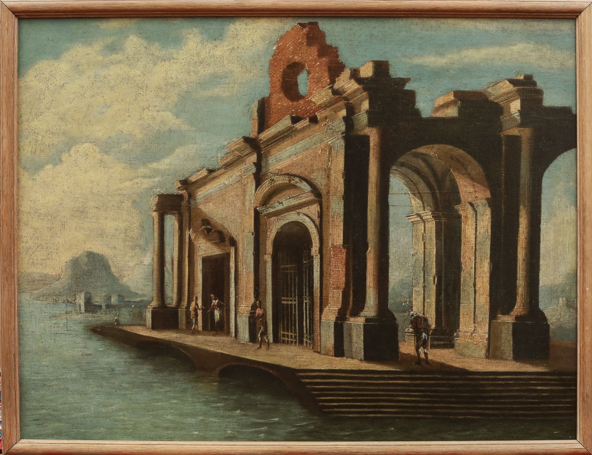 Paire de peintures à l'huile vénitienne Suiveur de Viviano Codazzi (1603-1672)représentant des