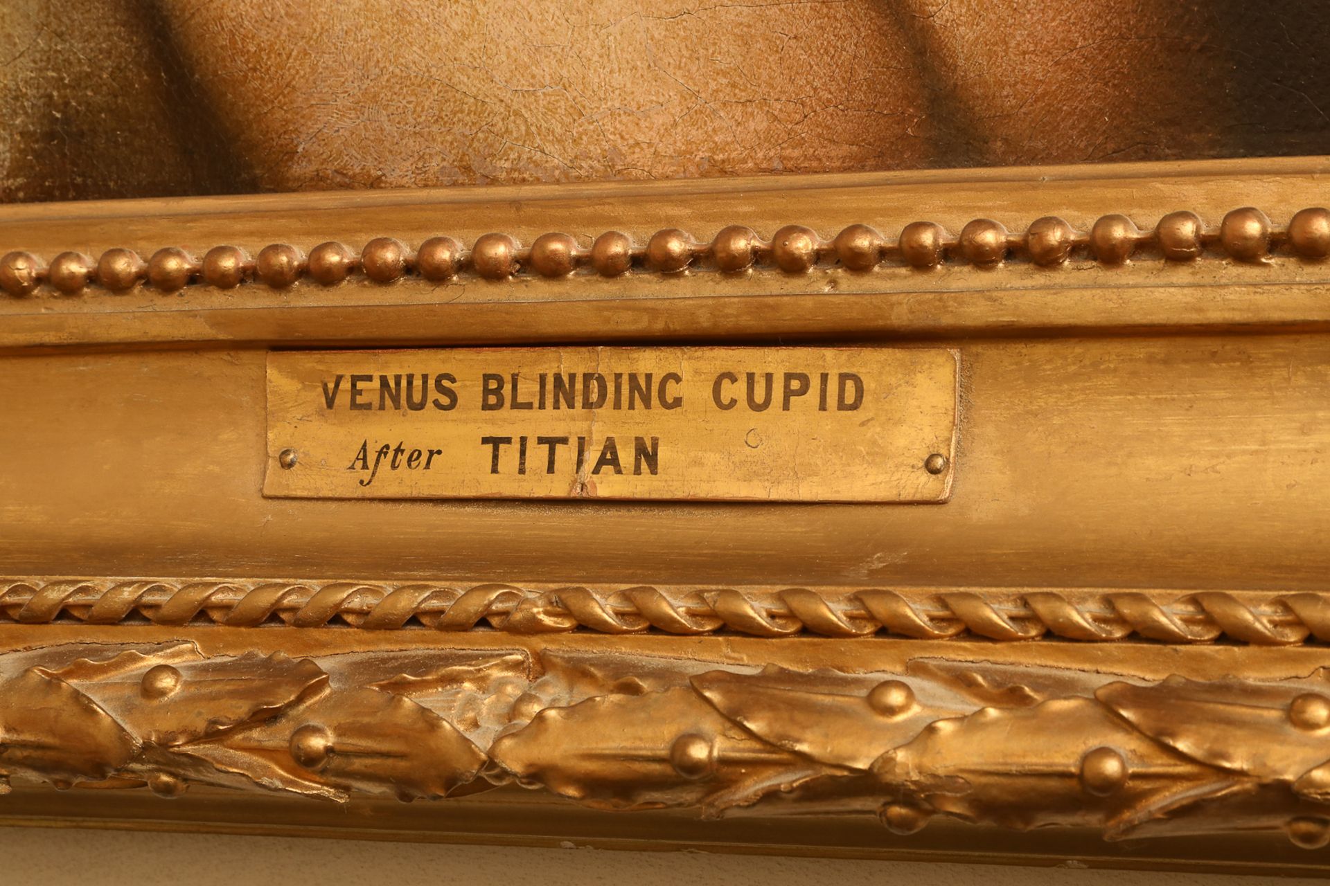 "Cupidon aux yeux bandés par Vénus" d'après le Titien Huile sur toile Fin 18 eme (datée de 1799) - Image 8 of 8