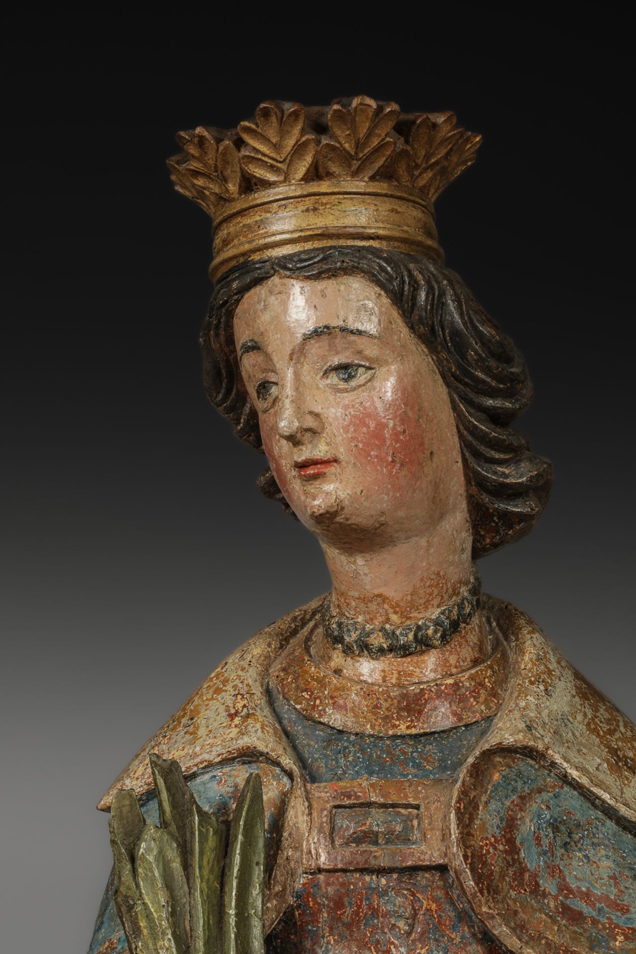 Sainte Catherine d'Alexandrie figurée debout chevauchant le visage Maximinius et tenant "la palme de - Bild 4 aus 7