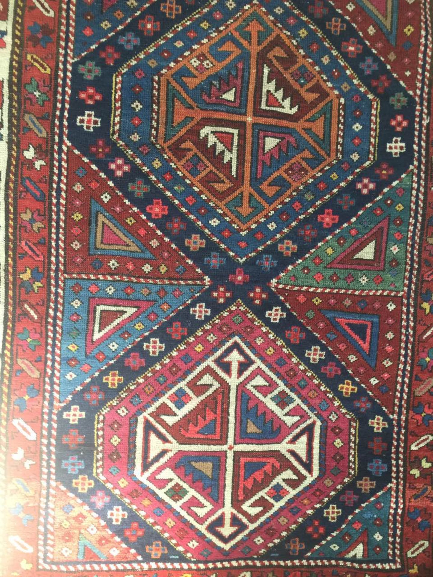 Tapis tribal en laine polychrome à décor de motifs traditionnels 365 x 114 cm - Bild 4 aus 16