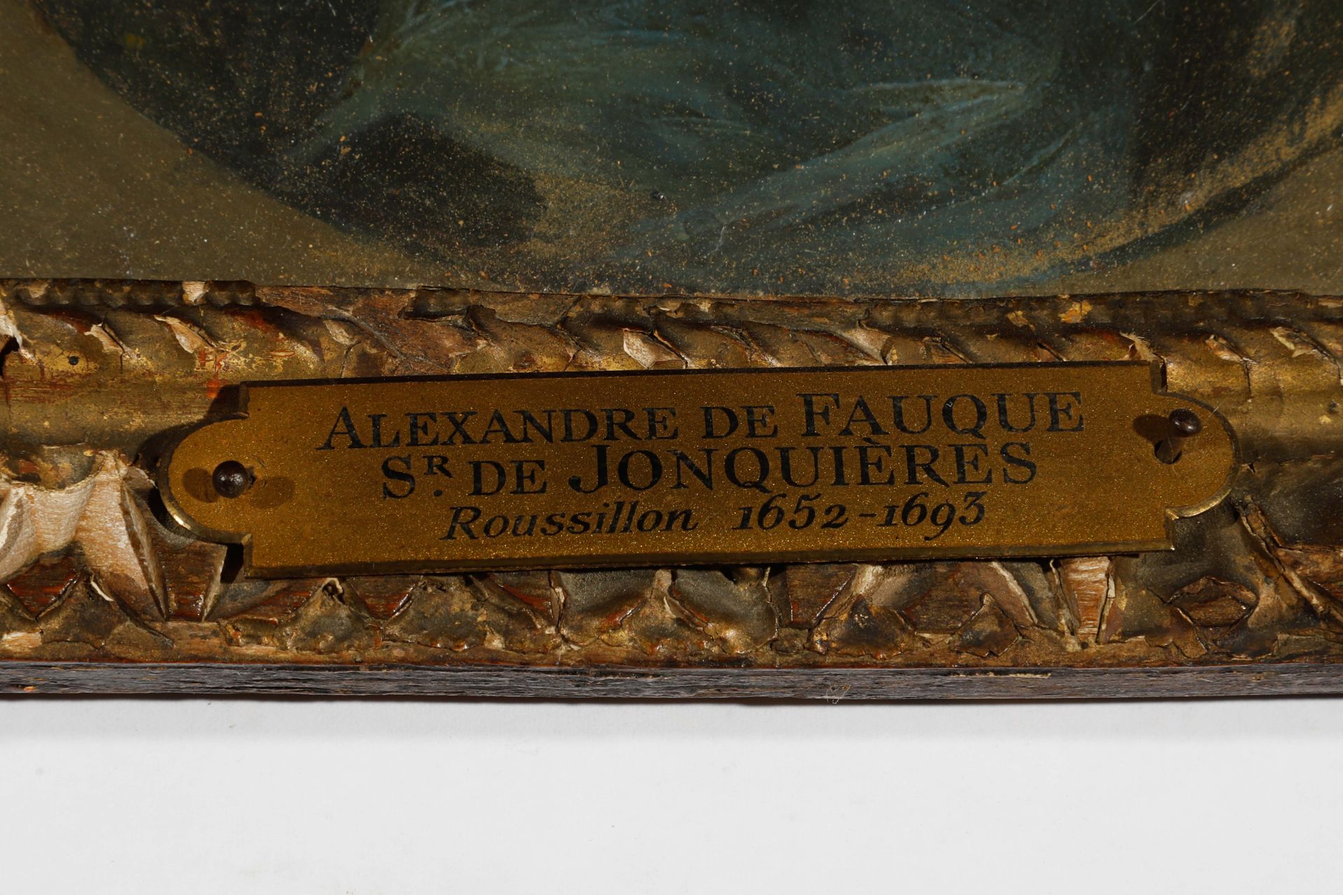 Portrait de Alexandre de Fauque Seigneur de Jonquière Roussillon 1652 – 1693 Huile sur panneau 18cmx - Bild 2 aus 3