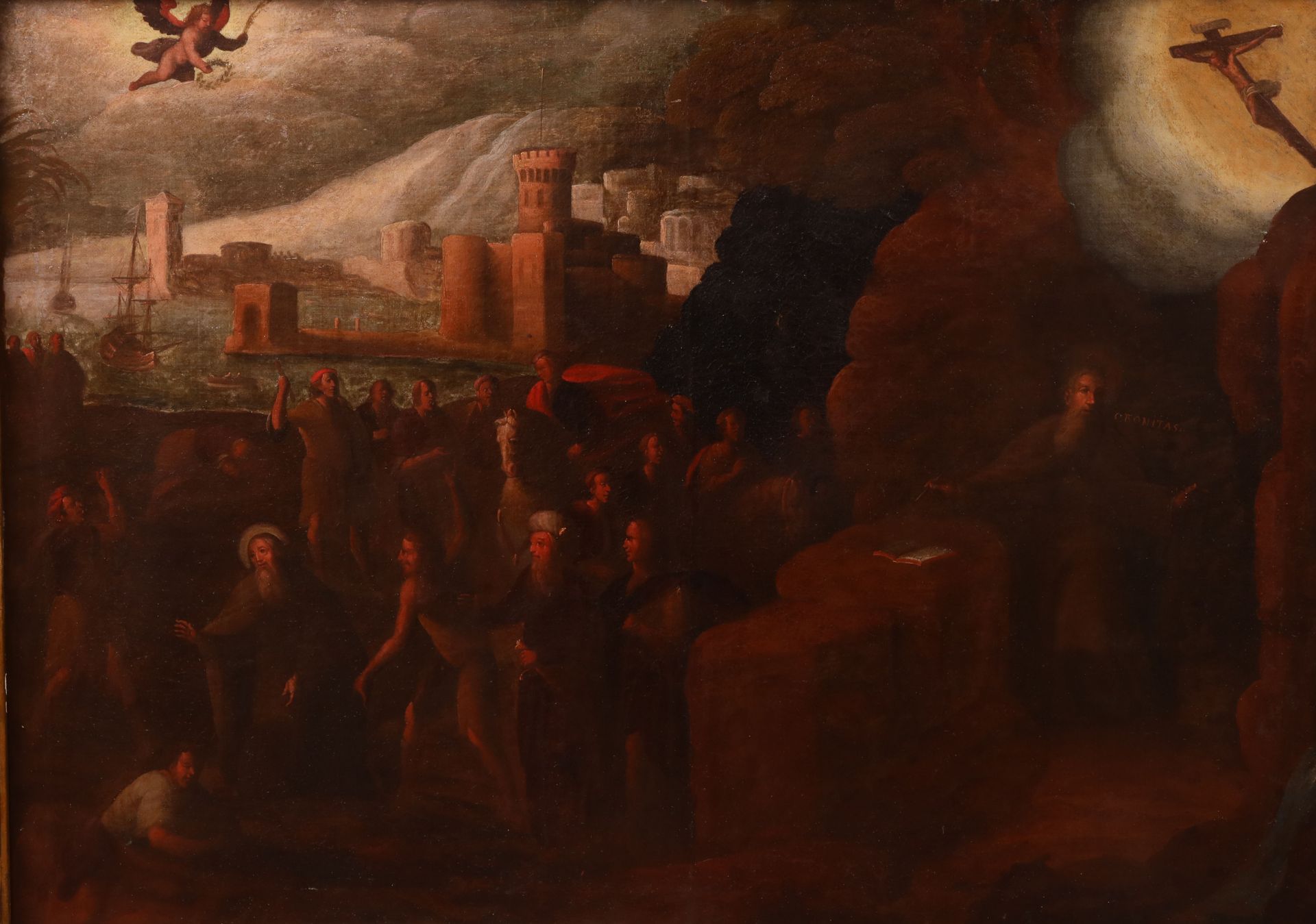Une paire d'huile sur toile École espagnole, 17 eme siècle Lot et sa famille fuyant la destruction - Image 7 of 13