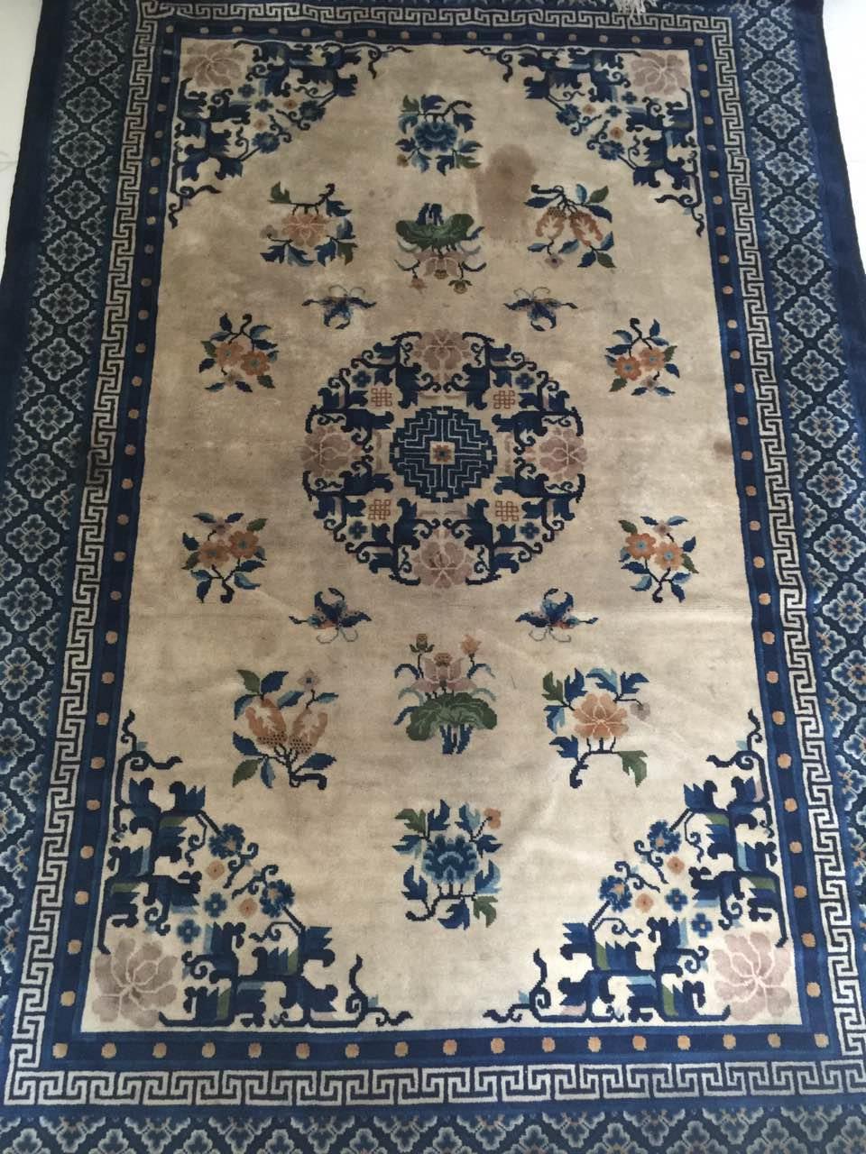 Tapis à décors de motifs floraux et bordures de trois frises géométrique Laine à teinture - Bild 2 aus 12