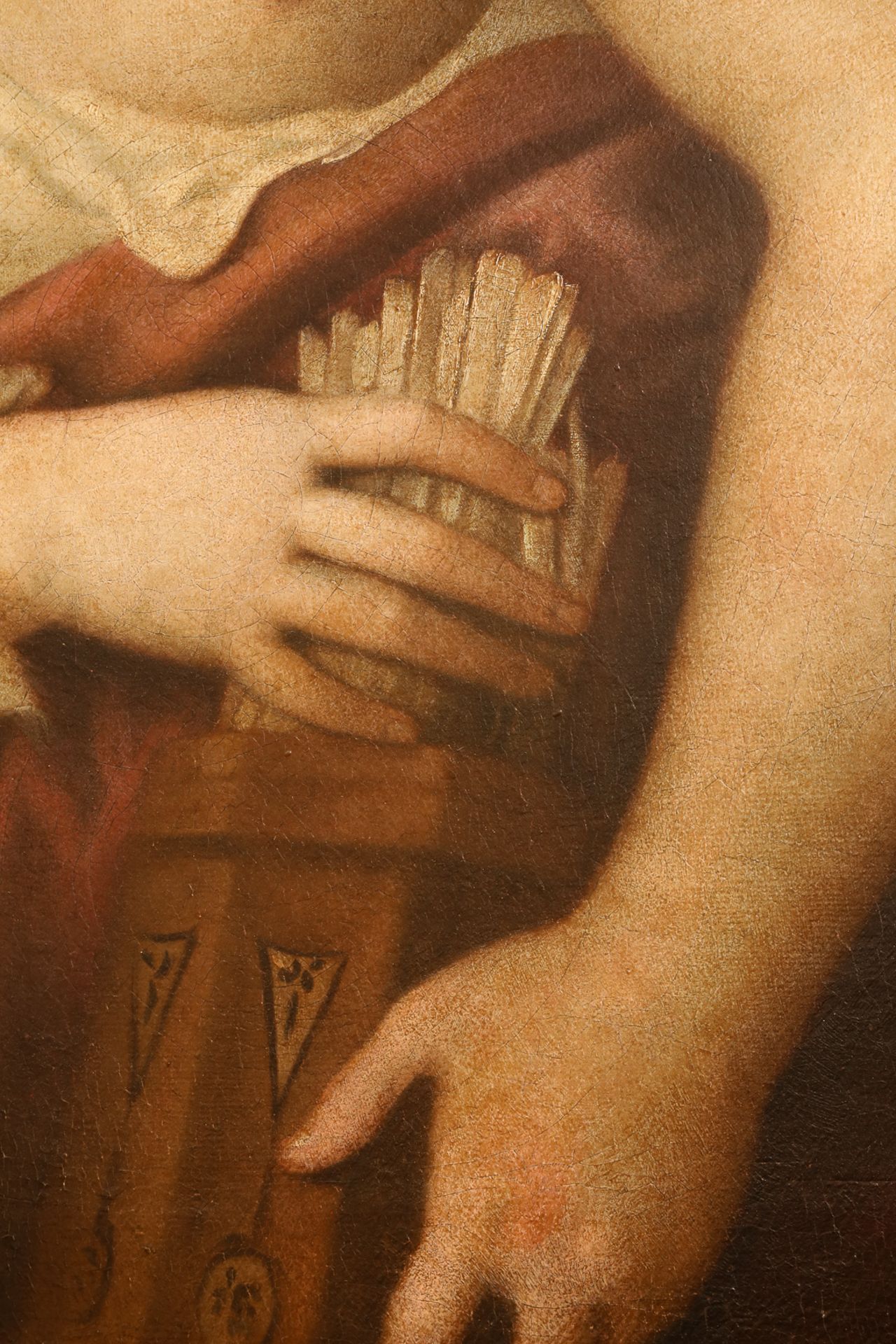 "Cupidon aux yeux bandés par Vénus" d'après le Titien Huile sur toile Fin 18 eme (datée de 1799) - Image 6 of 8