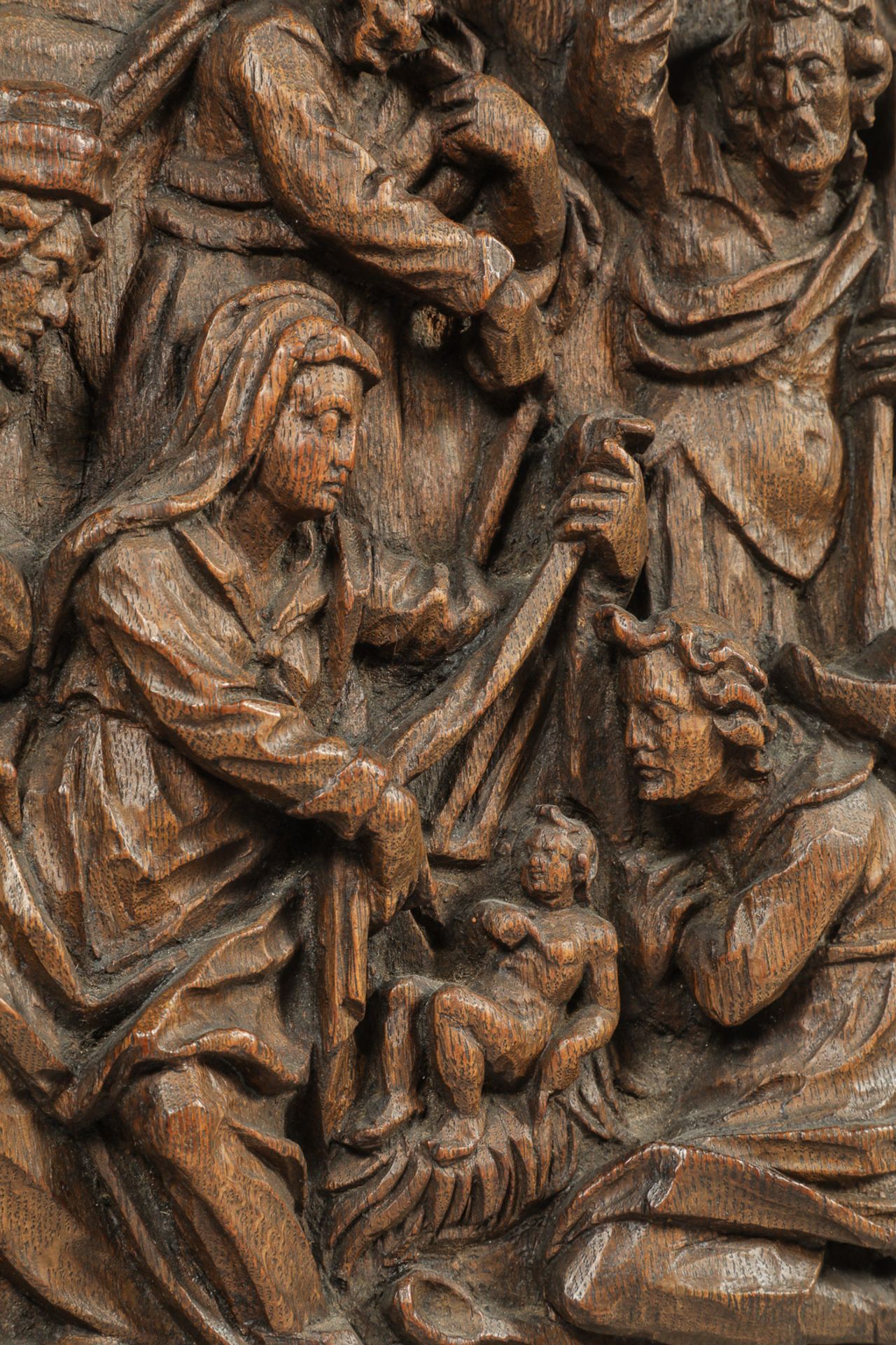 Scène de la Nativité ciselée en haut relief dans un panneau de chêne Allemagne Datant d'environ 1600 - Bild 4 aus 6