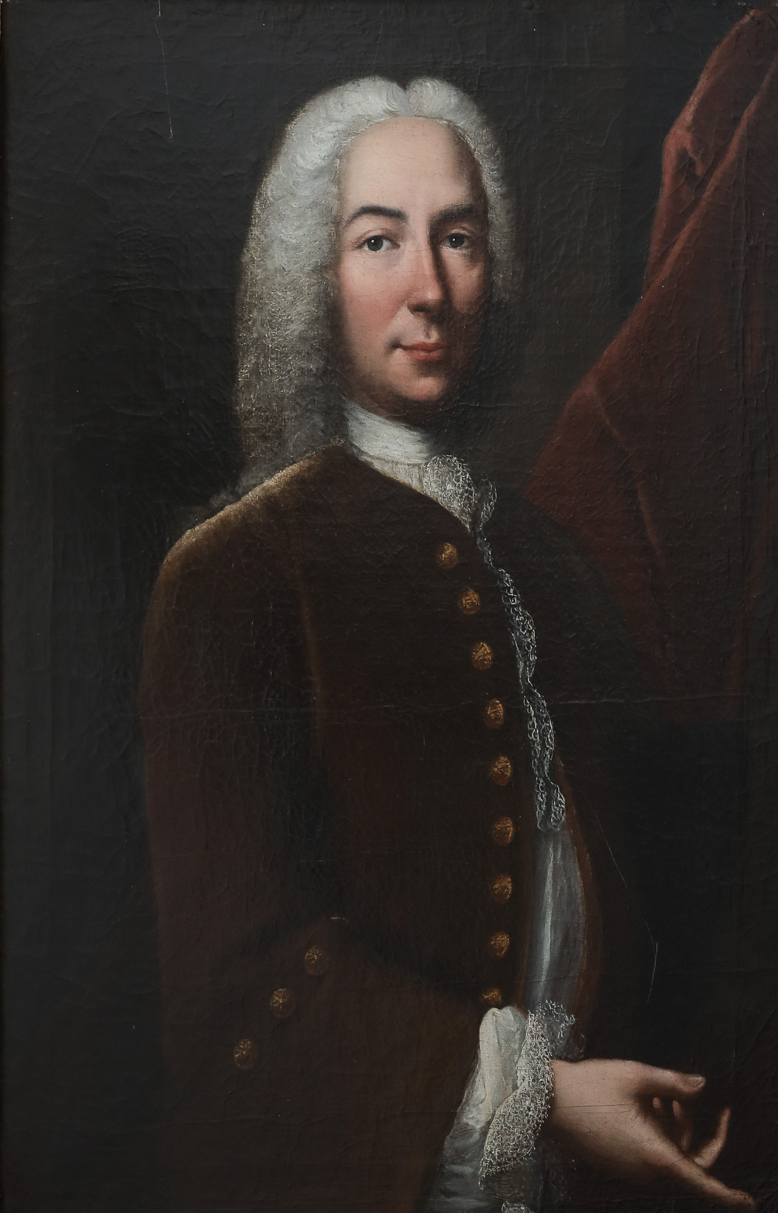 Paire d'huile sur toile Baziray (Français, vers 1730) Portrait d'un homme, en buste, en habit marron - Image 3 of 3