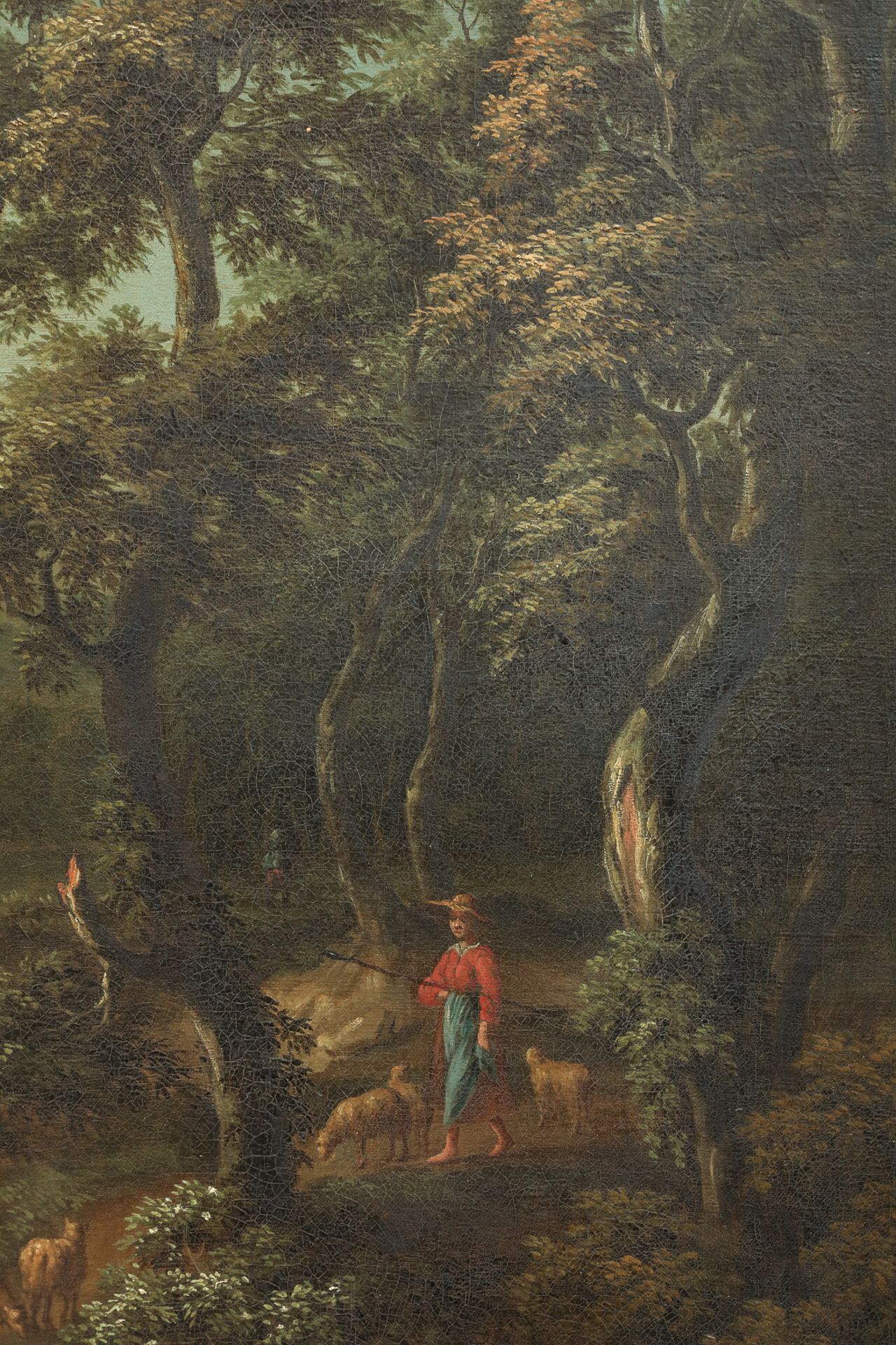 Paire de paysages flamands Huile sur toile 17 eme siècle Encadrement par Atiscuir 70x90cm et 90 - Bild 5 aus 12