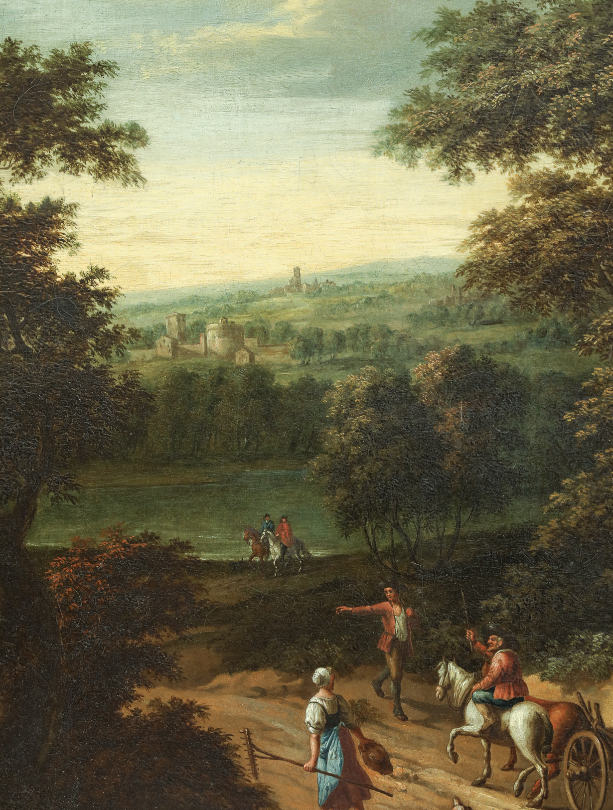 Paire de paysages flamands Huile sur toile 17 eme siècle Encadrement par Atiscuir 70x90cm et 90 - Image 10 of 12