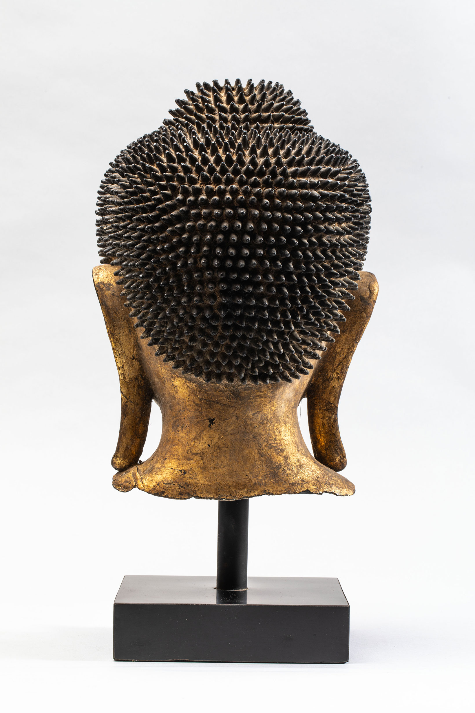 Tête de Buddha coiffée de fines bouclettes hérissées surmontée de la protubérance crânienne ushnisha - Image 4 of 4