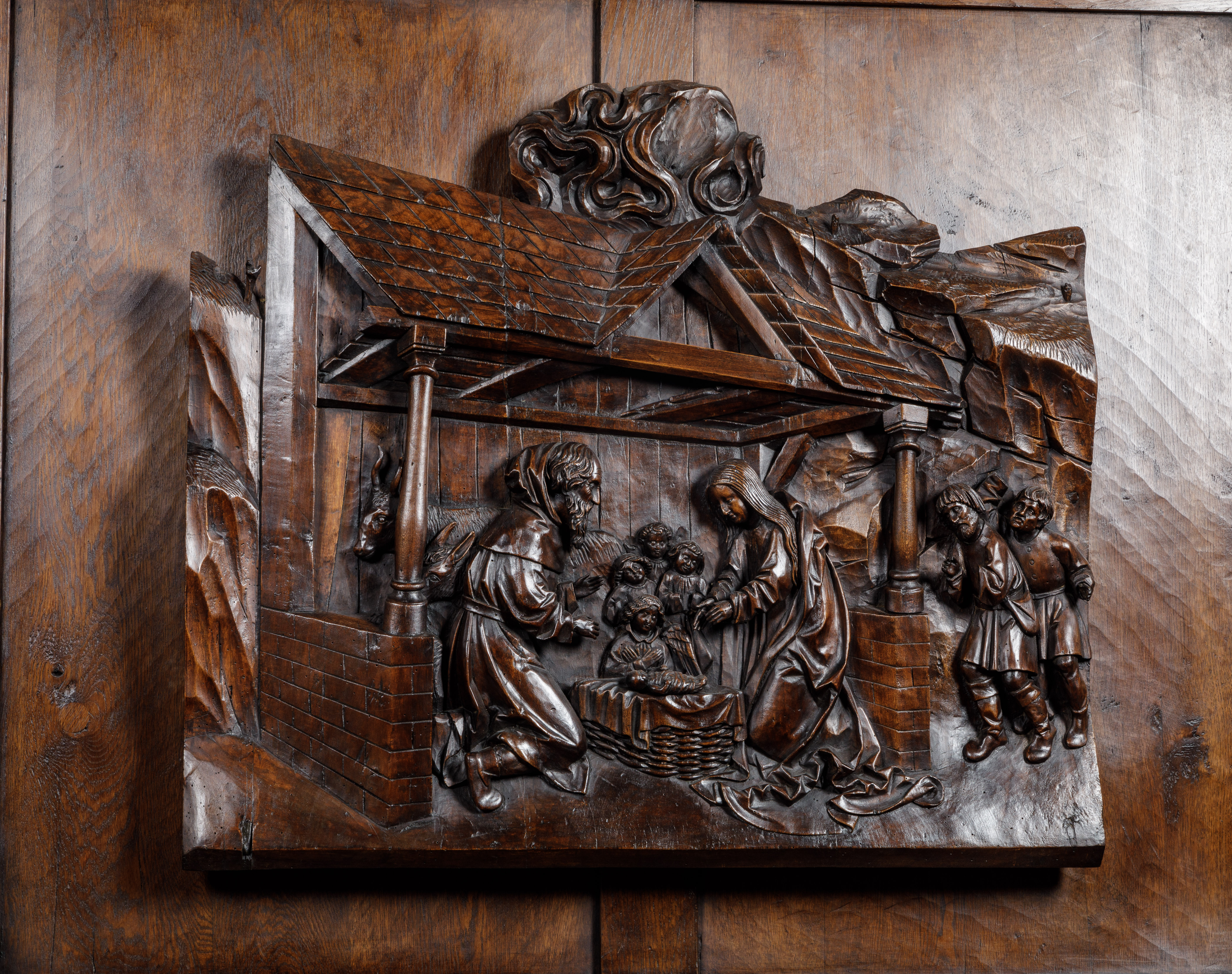 Panneau ciselé de la nativité Première moitié du 16 eme siècle 90cmx79cm