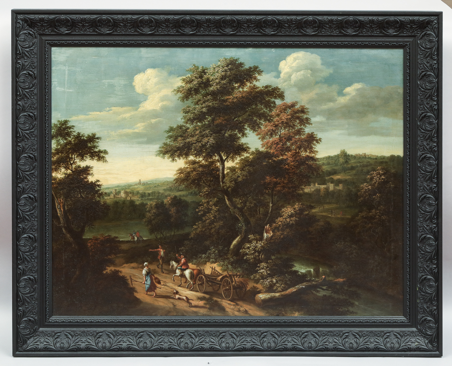 Paire de paysages flamands Huile sur toile 17 eme siècle Encadrement par Atiscuir 70x90cm et 90 - Image 7 of 12