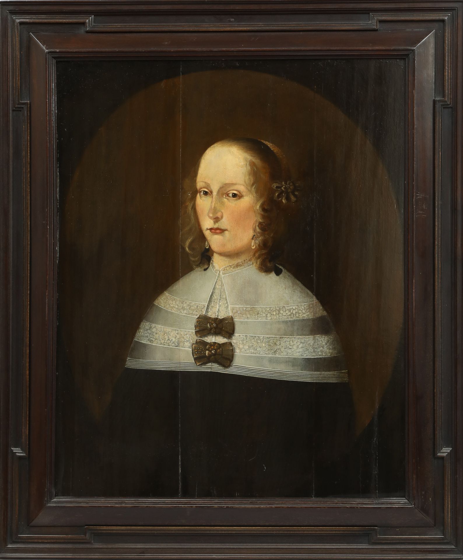 Paire de portraits d'une dame et d'un gentleman Huile sur panneau Ecole Hollandaise du 17 eme siècle