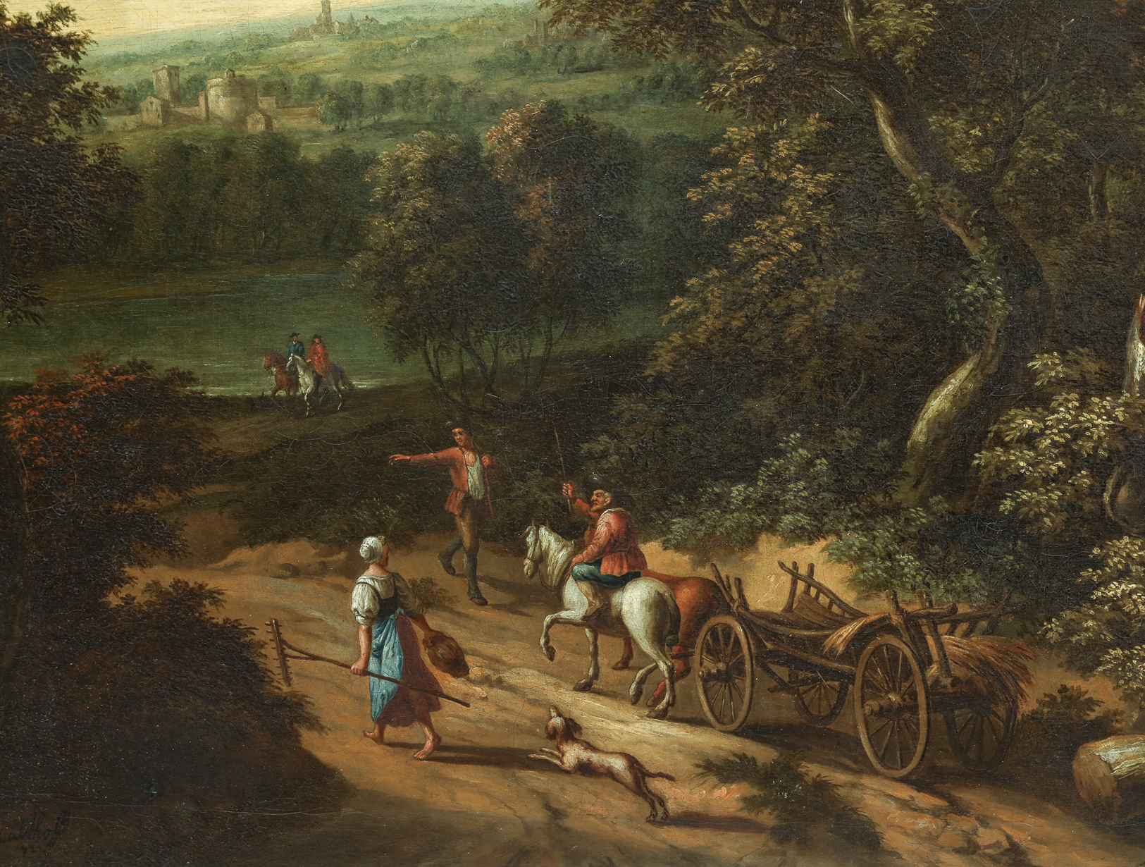 Paire de paysages flamands Huile sur toile 17 eme siècle Encadrement par Atiscuir 70x90cm et 90 - Image 9 of 12