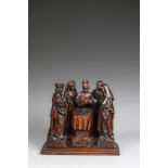 Groupe de bois sculpté en chêne représentant la Circoncision, avec la figure centrale tenant l'