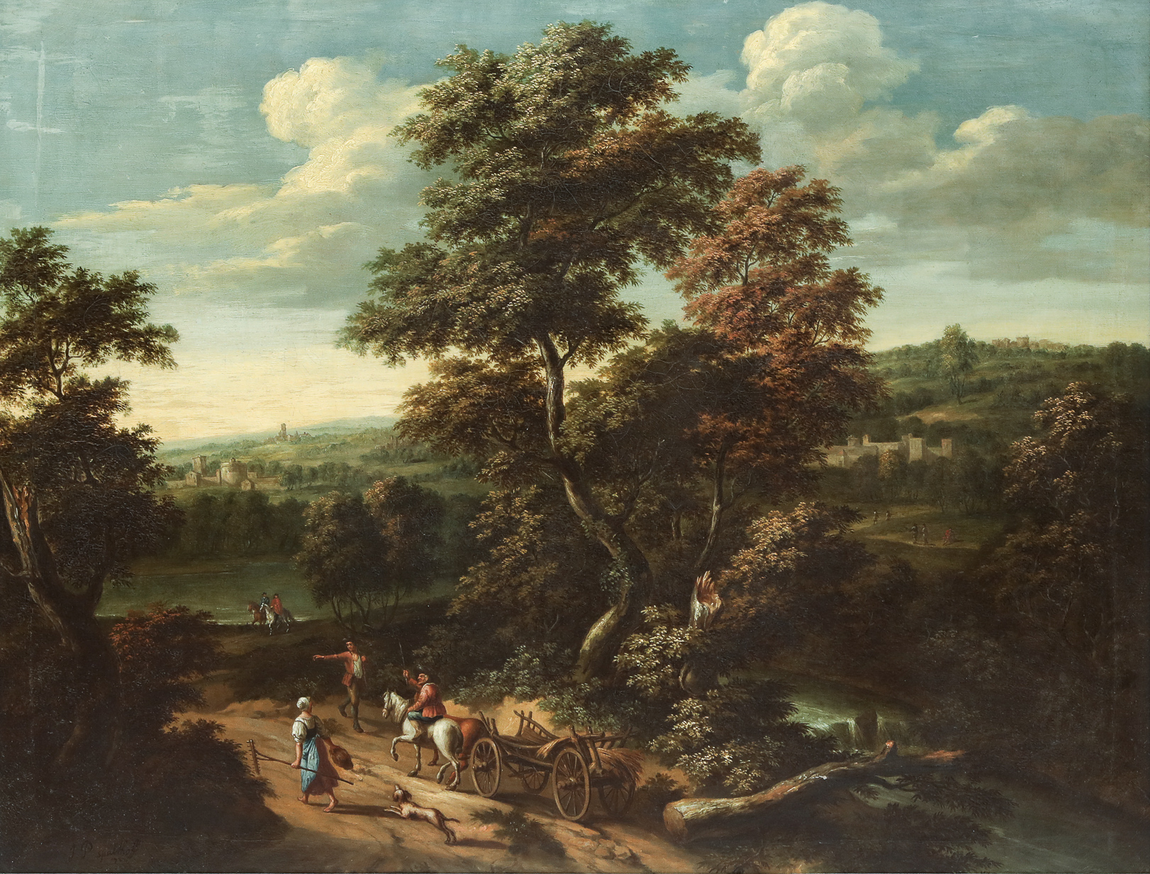 Paire de paysages flamands Huile sur toile 17 eme siècle Encadrement par Atiscuir 70x90cm et 90 - Image 8 of 12