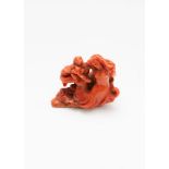 ☼ Small coral sculpture depicting a mermaid and cupid, 19th century