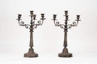 Two silver candlesticks, Naples, 19th century