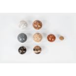 Lot composed of eight spheres in various marbles, 20th century