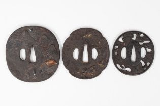 Three iron Tsuba, Japan Edo period (1603-1868)