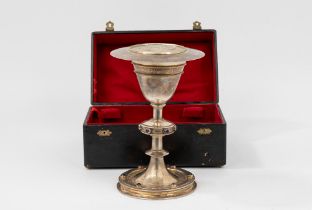 Large silver chalice with saucer, France, late 19th century