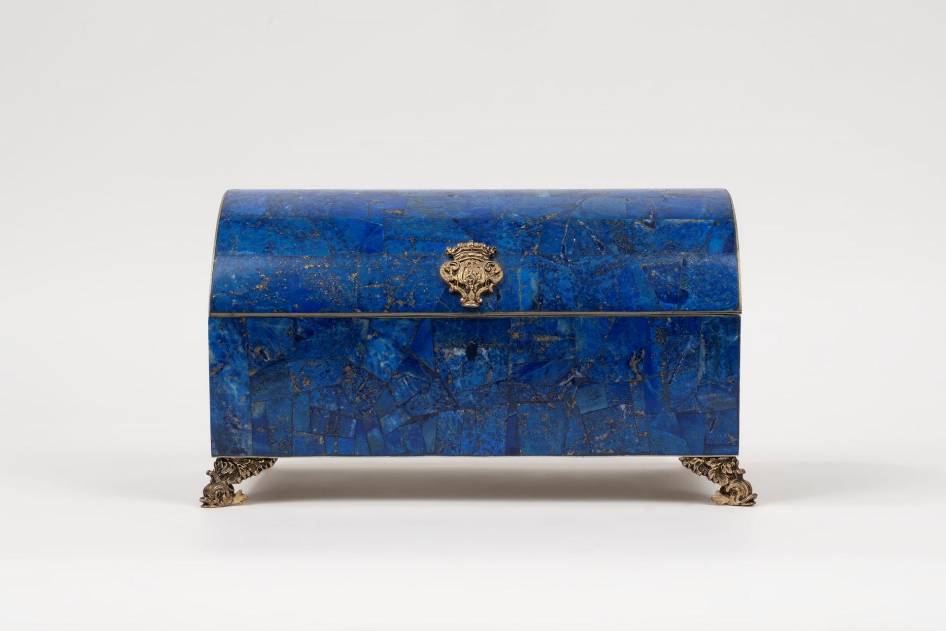 Box in lapis lazuli and gilded bronze, 20th century