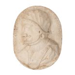 Marble bas-relief depicting a portrait of Pope Innocent XI Odescalchi in profile, 18th century