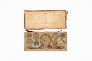 Coin weigher in wooden case, early 19th century