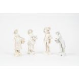 Four white porcelain figurines depicting fruit sellers, Naples, 20th century