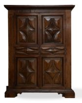 Wooden wardrobe with rhomboidal elements in seventeenth-century style