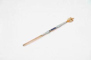 Golden metal pen with micromosaic, Papal State, late 19th century - early 20th century