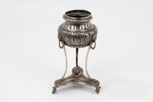 Tripod silver candle holder vase, Naples, early 19th century