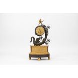 Charles X clock in gilded bronze and dark patina, early 19th century
