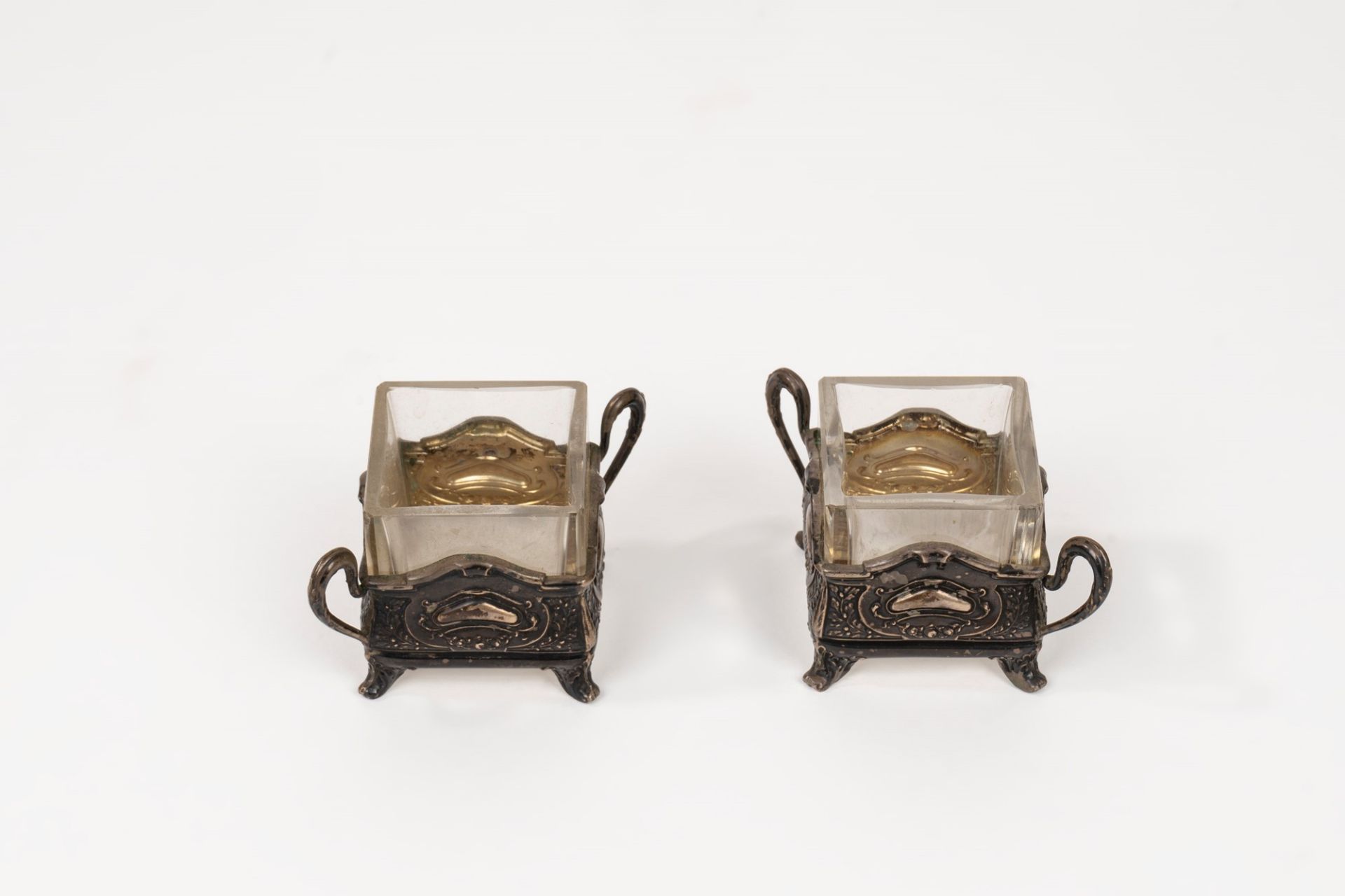 Pair of silver salt shakers, 19th century