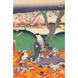 Utagawa Kunisada (1786-1865) - Lot consisting of two woodcuts, Japan, Meiji period