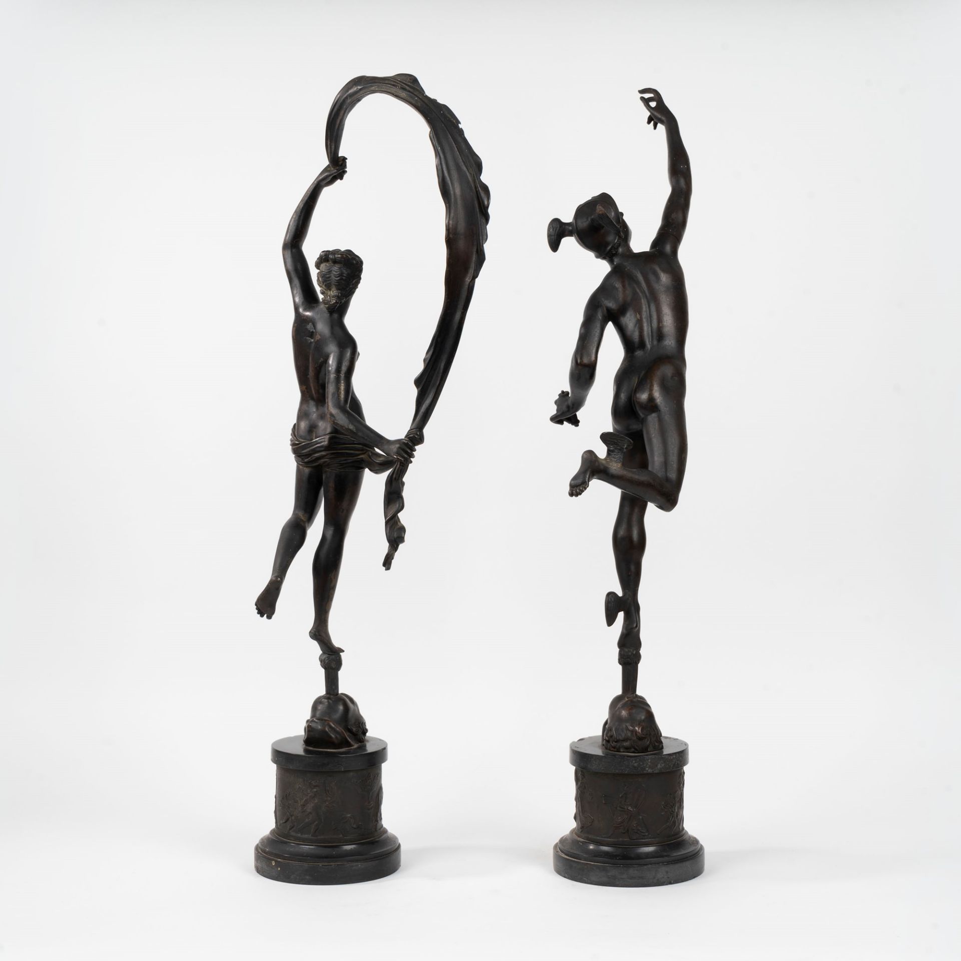 Two bronze sculptures depicting Mercury and Fortune, after Giambologna, 19th century - Image 2 of 8