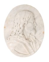 Marble bas-relief depicting a bust of Christ in profile, 19th century